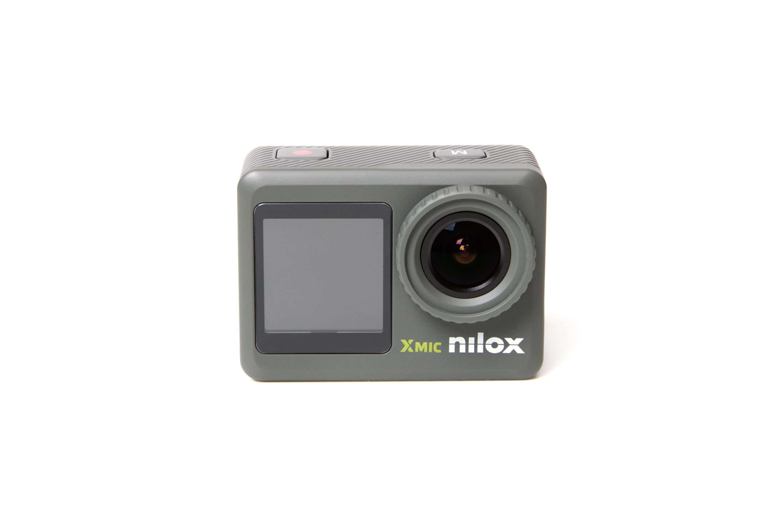 Nilox XMIC Action Cam, Cámara deportiva 4k y 5k con Estabilizador, Pantalla LCD Frontal, Micrófono y Conexión Wifi, Resolución Fotográfica hasta 50M, Sumergible 30m