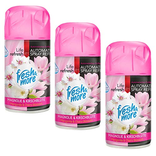 Fresh & More Lufterfrischer Nachfüller (3er Pack) 250ml, Magnolie&Kirschblüte