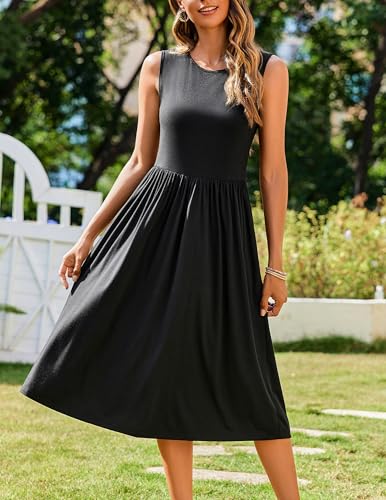 Image of Zeagoo Women's Summer Tank Midi Dress with Pockets Floral Sleeveless A-Line Casual Loose T-Shirt Dresses Beach Sundress 2026