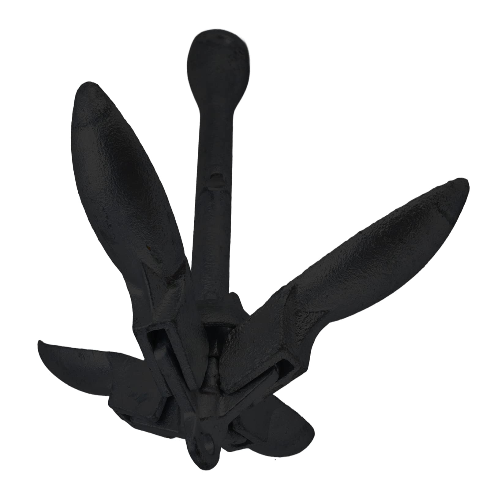 Ancora Pieghevole, Ancora a Ombrello 4 Flukes, Ancoraggio Pieghevole a Grappino Impugnatura in Acciaio al Carbonio, 1.5kg, per Barca Marina Yacht Fishing Boat (nero (acciaio al carbonio))