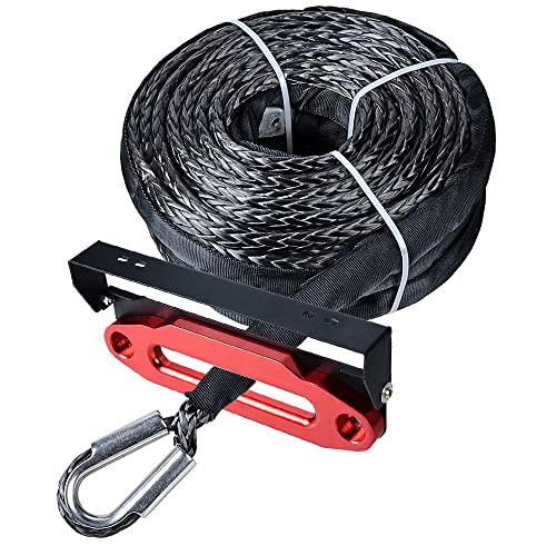 amopacorp 95 feet x 3/8 inch Gray Synthetic Winch Rope Rock Heat Guard with 10