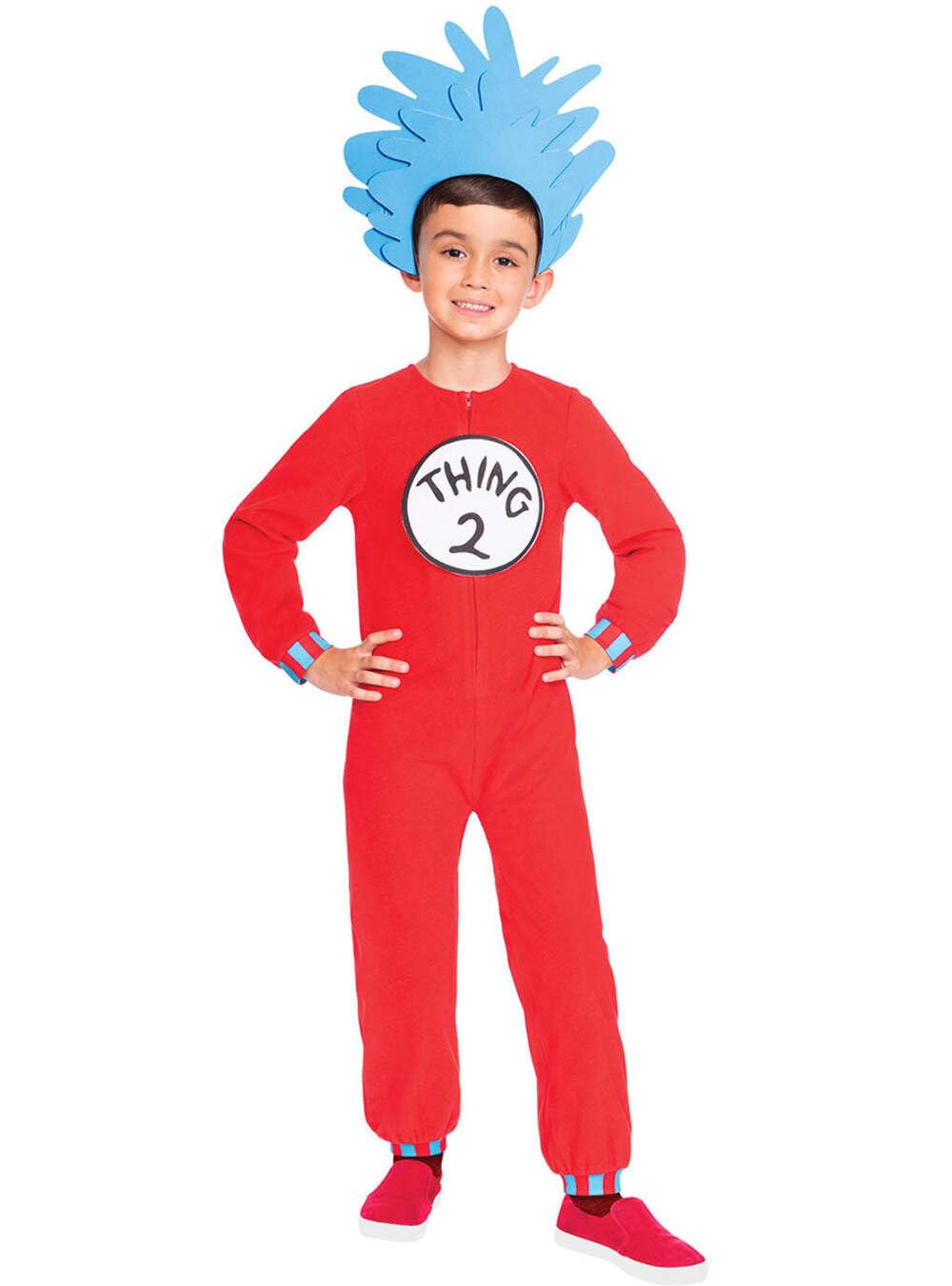 Amscan 9904207 Childs Official Dr Seuss - Thing 1 & 2 Licensed Jumpsuit Fancy Dress Costume (4-6 years)