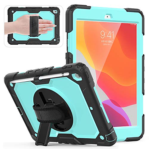Weuiean for iPad Air 2 Case, 360 Degrees Rotate Hand Controlling Case with Built-in Stand Screen Protector, Full-Body Shock Proof Protective Case for iPad Air 2 A1566,A1567 - SkyBlue