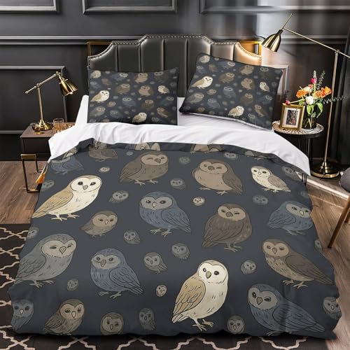 Housse de couette hibou microfibre résistante King 220x240 - 2