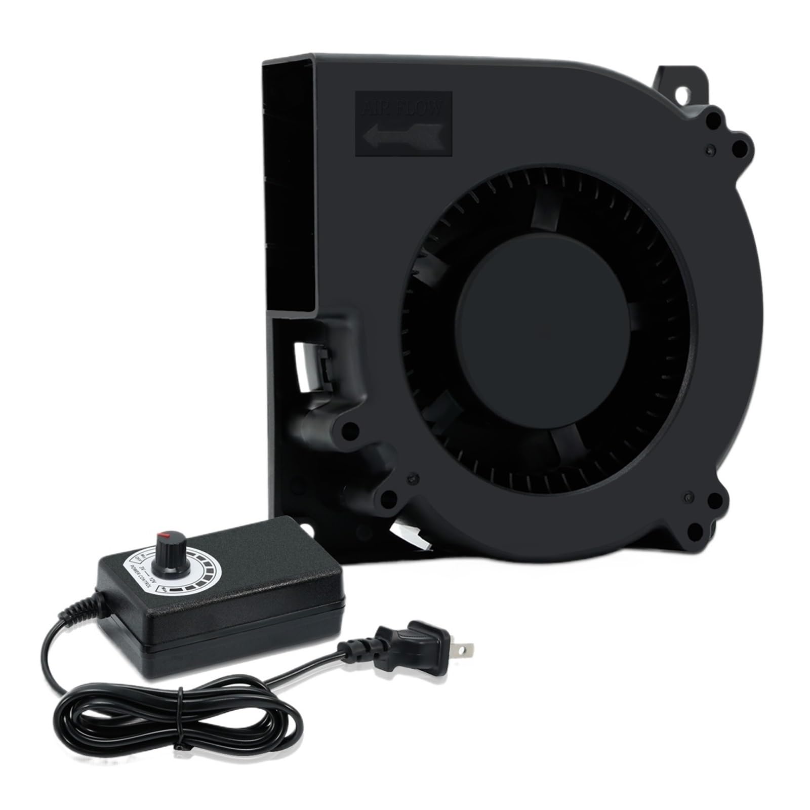 JJKKOZVQF 120mm AC Computer Fan Blower 12cm 120x120x32mm 12032 Centrifugal w/ 120V 220V to 3V - 12V 2A(Blower with uk plug)