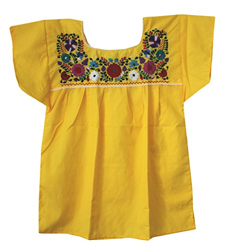 Mexican Peasant Puebla Blouse, Yellow, 2X