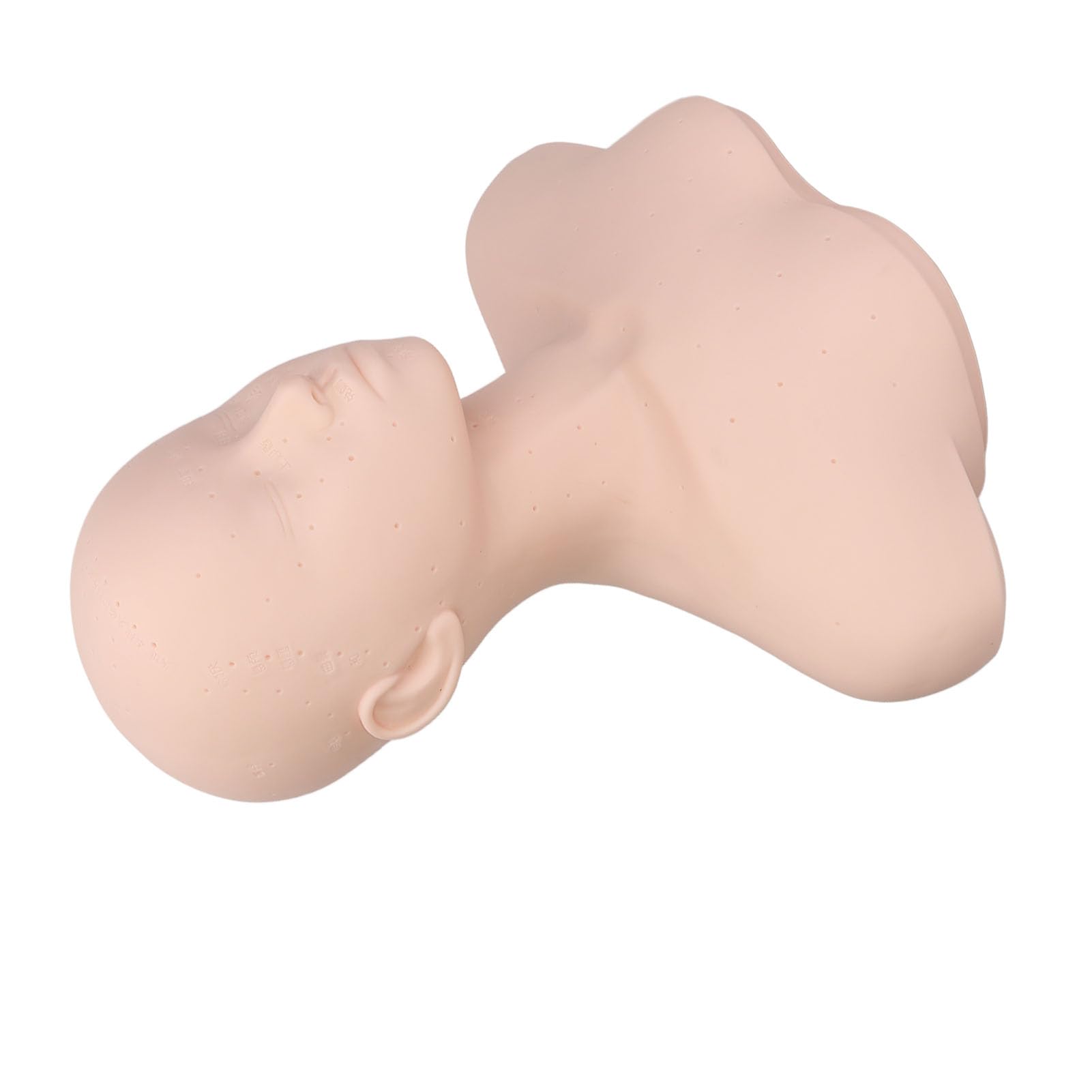 Mannequin Head, Silikon Mannequin Kopf mit Schultern für Schönheitstraining, Massage und Akupunktur, Integrierte Akupunkturpunkte, Ausgezeichnete Elastizität