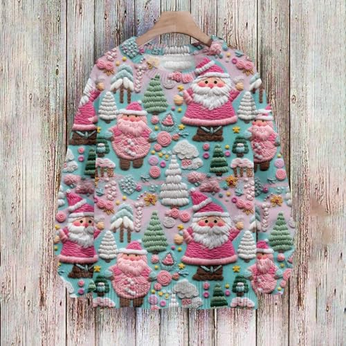 Ugly Christmas Sweater Women Funny Pattern Cute Xmas Holiday Sweaters Oversized Crewneck Knit Pullover Tops2