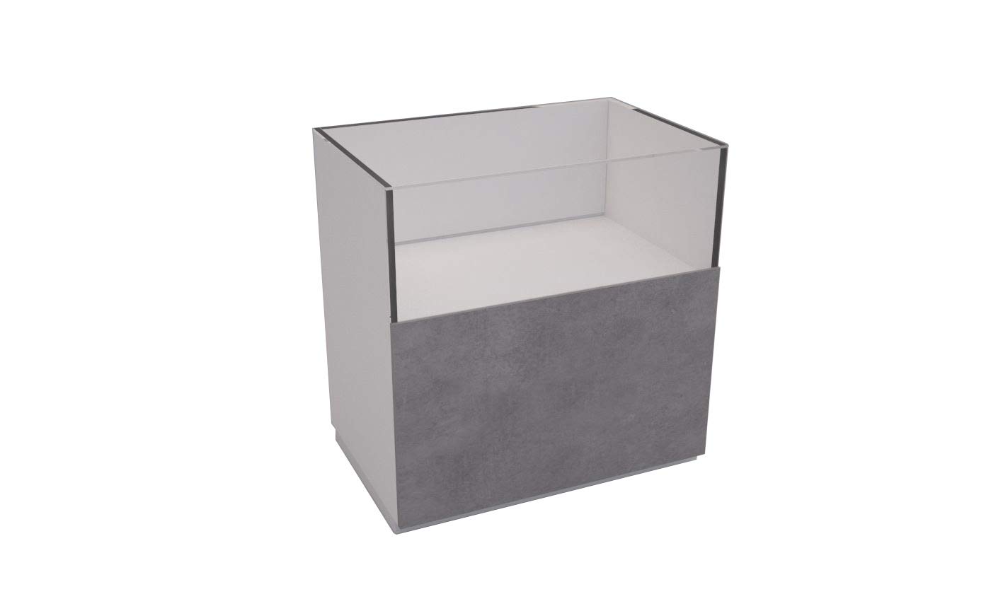 BANCO VETRINA CON TECA IN VETRO ESPOSIZIONE BANCONE TECA MEDIA H 60 cm NEGOZI DA 90 cm MODULARE PER CASSA VARI COLORI E PERSONALIZZABILE (BETON (EFFETTO CEMENTO))