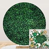 Laeacco 7.2x7.2ft Greenery Green Leaves Round Backdrop Spring Nature Grass Photography Background Baby Shower Gender Reveal Bridal Shower Birthday Wedding Party Cake Table Decor Portrait Booth Props