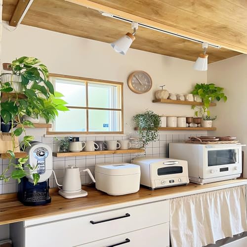 Image of IAE Floating Wall Shelves 36 inch,Bathroom Shelf Wall Mounted,Invisible Shelves Floating Kitchen Shelving,Wooden wall Shelving with Brackets for Living Room wall Mounted,Easy Install,Set of 2,Natural