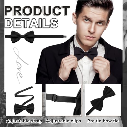 Image of Didaey 12 Pieces Men Suspender and Bow Tie Set Bulk Suspenders for Men Elastic Y Back Bowtie Set for Groom Groomsmen Weddings