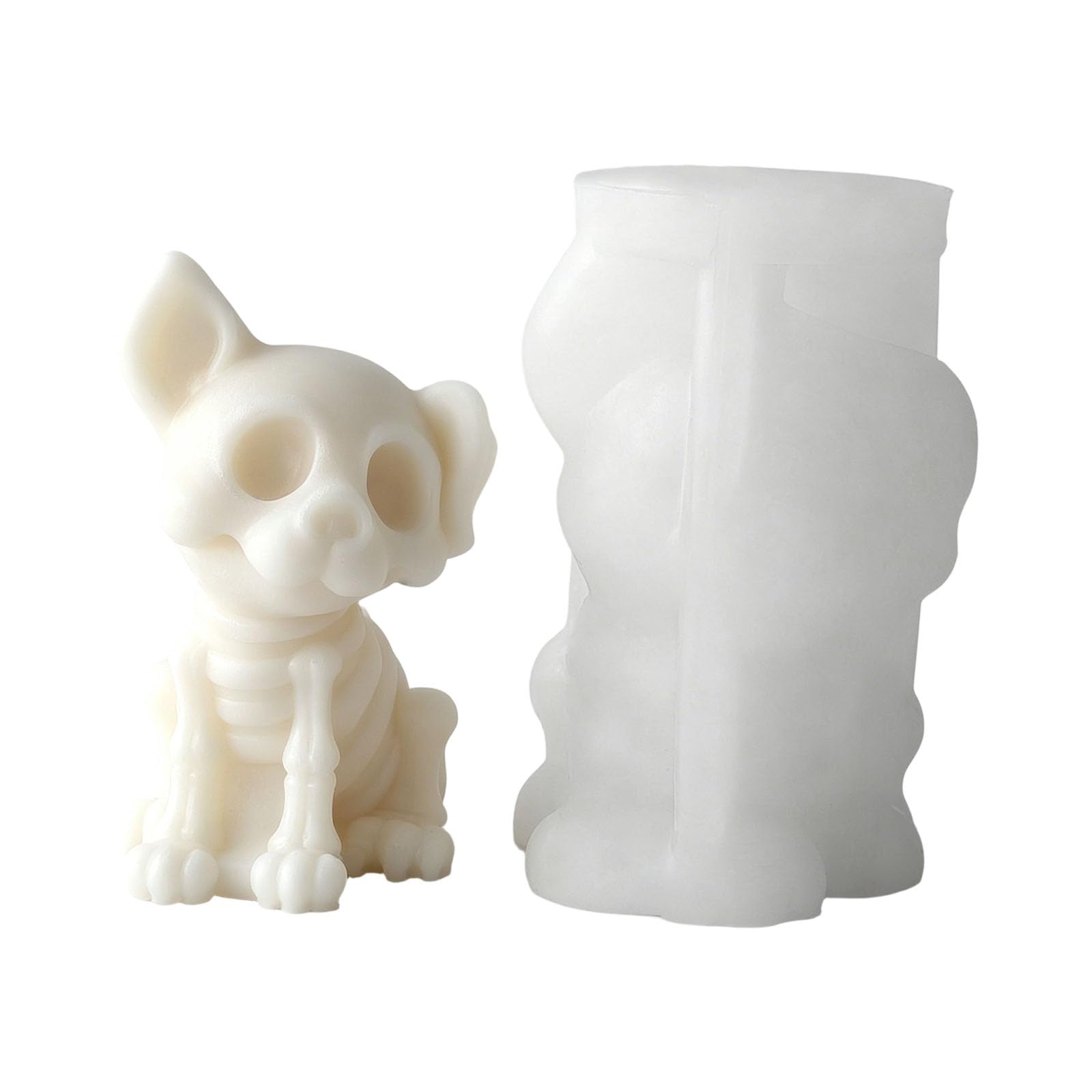 Zxfdsfdbnm Skeleton Kitten Puppy Statue Silicone Molds High Temperature Resistant for Making Soap Chocolate Home Decoration Gypsum Figurine Ornament Puss Dog Candlewax Cast