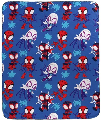 Jay Franco Kids Plush Throw Blanket Soft & Cozy Fleece Throw for Bedroom & Couch Dcor Official Licensed Product Blue - Spidey & His Amazing Friends 40x50 - Travel Blanket