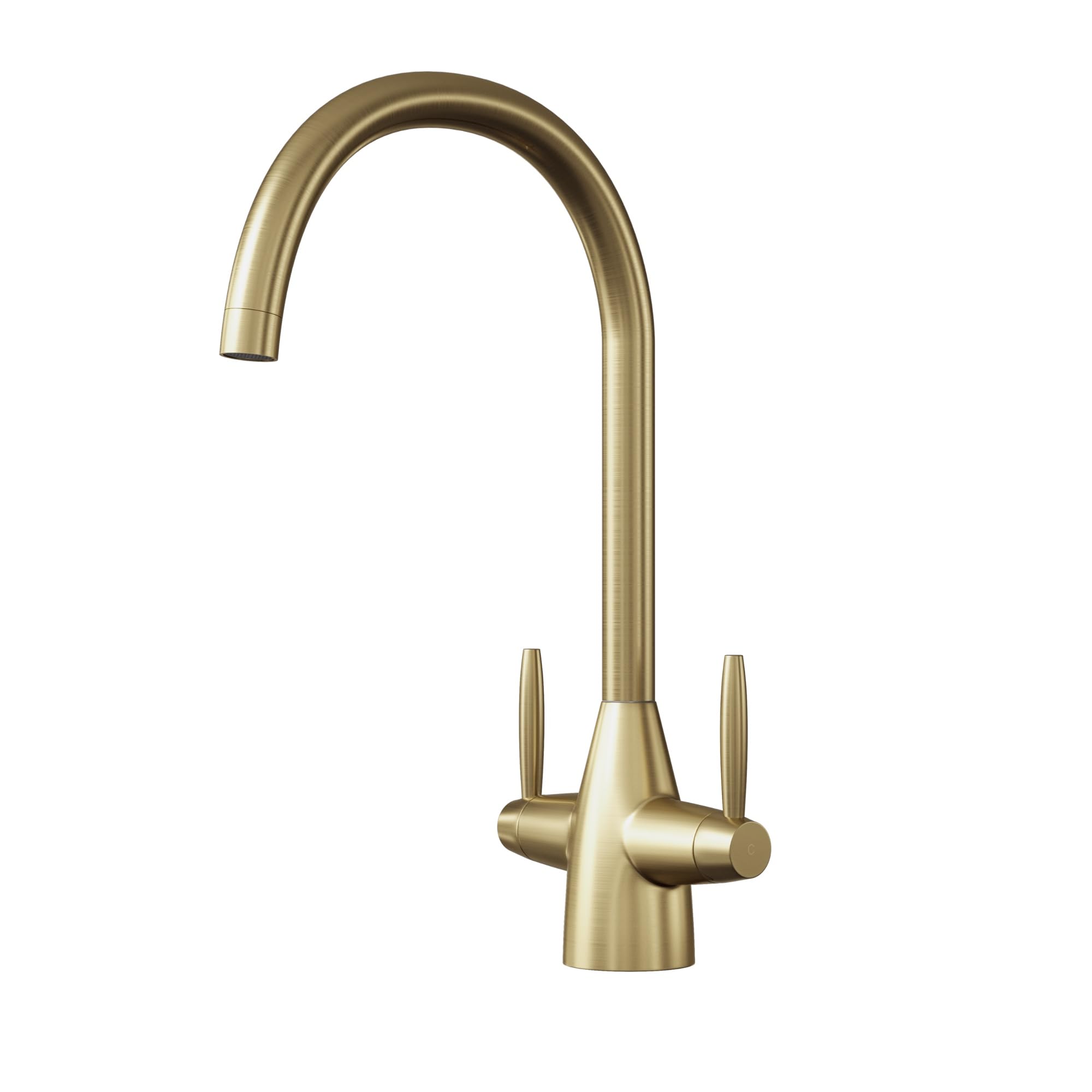 Liquida Brass Ast85br Brushed Dual Lever Swivel Spout Kitchen Mixer Tap