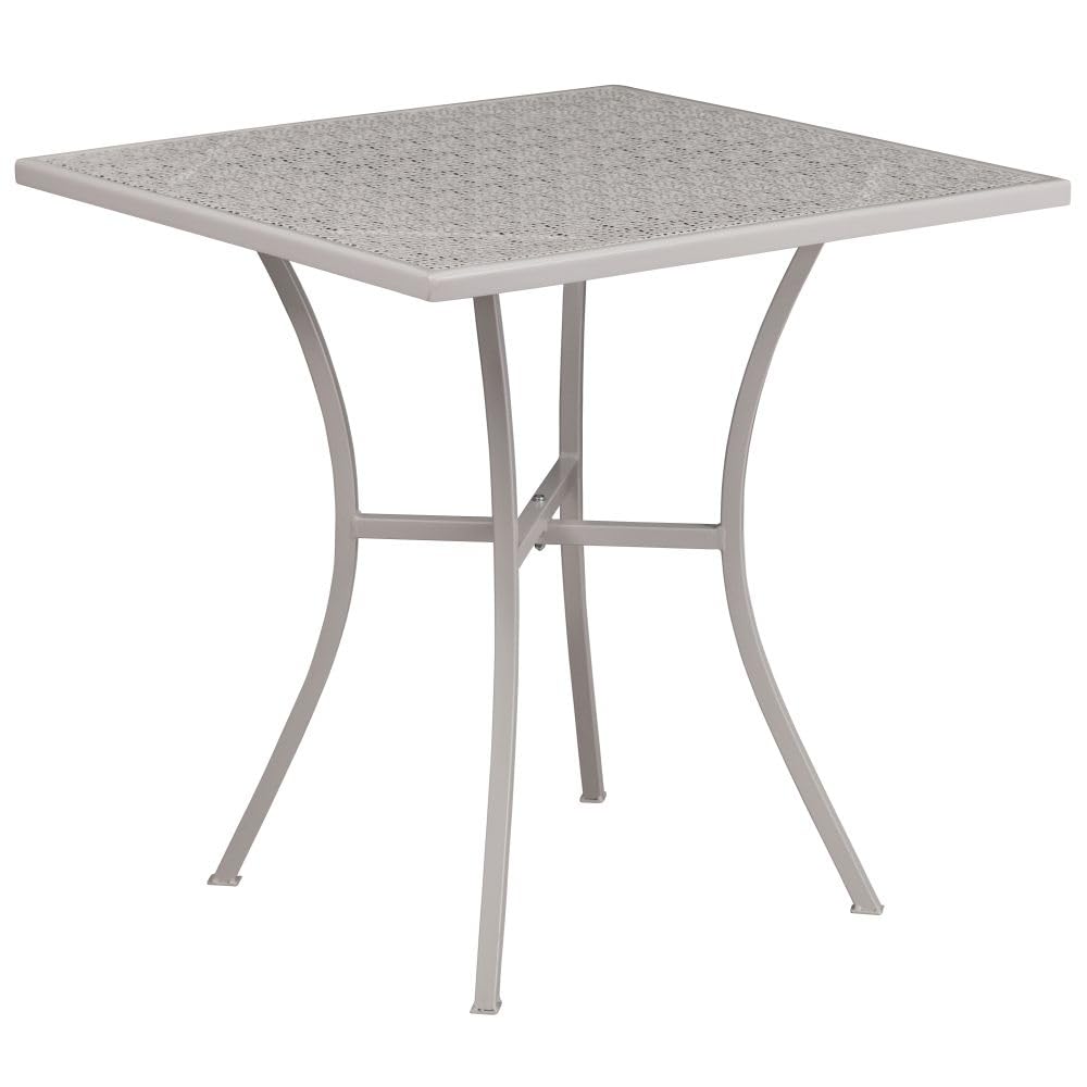 Flash FurnitureOia Commercial Grade 28" Square Light Gray Indoor-Outdoor Steel Patio Table