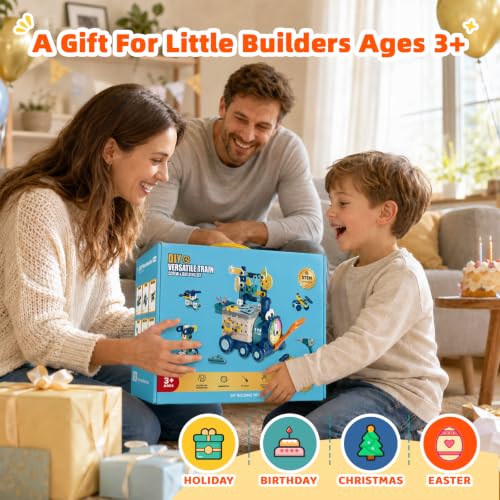 STEM Toys for Kids Ages 3-8, 190PCS Train Building Set with Toy Drill - image 7
