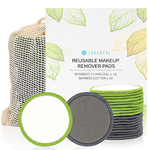Algodones Desmaquillantes Lavables 20 Pcs, Luxureal Almohadillas Desmaquillantes Reutilizables en Bio Bambú Triple Espesor Super Suave con Bolsa de Ropa para Todo Tipo de Piel