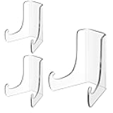 3 Pack Acrylic Easel Display Stands Flat Back Plate Stands Clear Table Card Holder Picture Frame Stand for Shelves Home Decor, 3 x 2.7 x 2.3 Inches