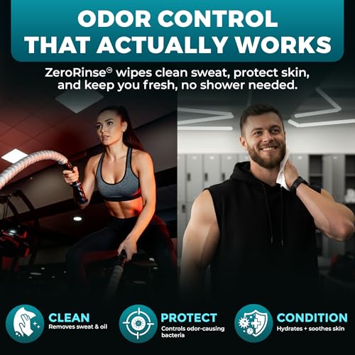 Image of Travel Body Wipes Individually Wrapped for Men - No Rinse Gym Wipes - 20 Ct