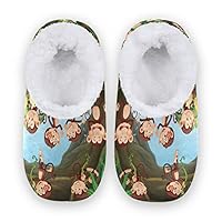 linomo Cute Animal Monkey Slippers for Women, Womens House Slippers Indoor Slipper Socks House Shoes Bedroom Socks Shoe