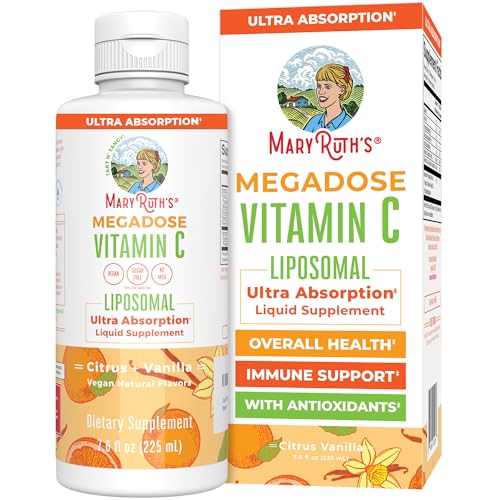 MaryRuth's Megadose Liquid Vitamin C Liposomal | 500 mg Per Serving | Ultra Absorption | Immunity | Antioxidant Support | Collagen Formation | Vegan | Gluten Free | Sugar Free | 7.6 Oz | 30 Servings