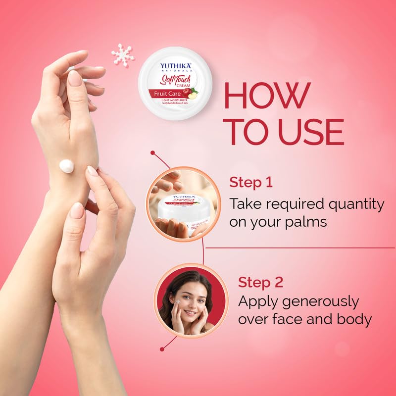 Image of Yuthika Fruit Care Moisturizer Cream 300 ml - Light, Non-Sticky Face, Hand & Body Cream for Instant Hydration, Deep Nourishment & Soft, Glowing Skin (All Skin Types)
