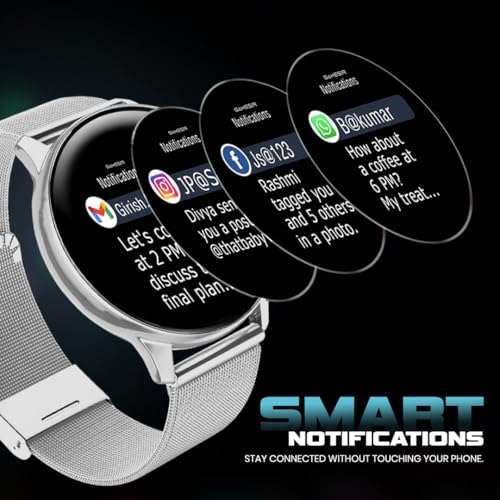 Image of GameSir Evo Vista Smartwatch, 1.39 inch HD Round Display, Bluetooth Calling, Heart Rate & SPO₂, 100+ Sports Modes, IP67, Long Battery Life for Men & Women (Millanese Silver)