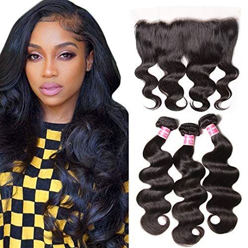 Jolia Hair 8A Grade Virgin Brazilian Body Wave 3 Bundles with 4x4 Free Part Lace Closure 100% Unprocessed Brazilian Human Hair Weave Extensions(20 22 24 + 44 closure)