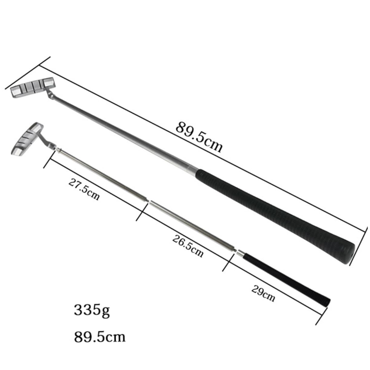 GOOHOCHY Right Hand Golf Putter Kit 3 Piece Set Detachable Push Rod Aluminum Alloy for Enthusiasts