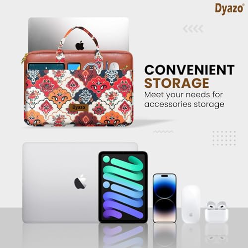 Image of Dyazo 15-15.6 Inch Stylish Laptop Sleeve | Handcrafted Jute & Vegan Leather Case with Zipper | Lightweight and Durable Laptop Bag for Work, College & Travel for Woman