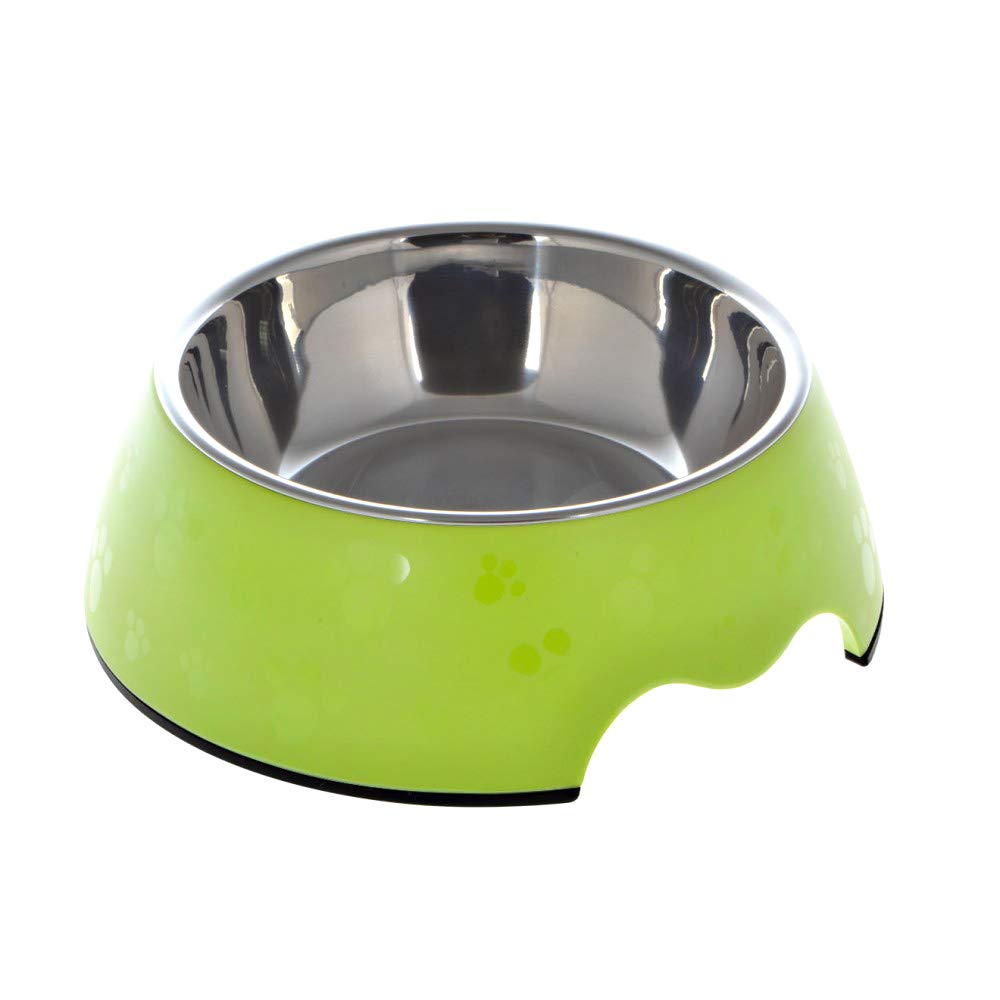 NutraPetLarge Round Stainless Paw Bowl Set - Dull Green