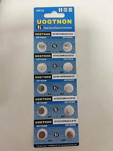 UOGTNON 397 SR726SW Watch Battery 1.5V Button Cell (10-Pack)
