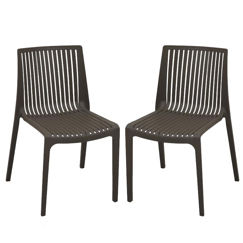 OAKNEST Supreme Oasis Plastic Chair matt Finish| Armless Chair for Dining Room Set, Cafe and Restaurents | Weight Bearing Upto 220kg | 6 Months Warranty| (Color: Champagne | Set of 2 Piece)-image-0