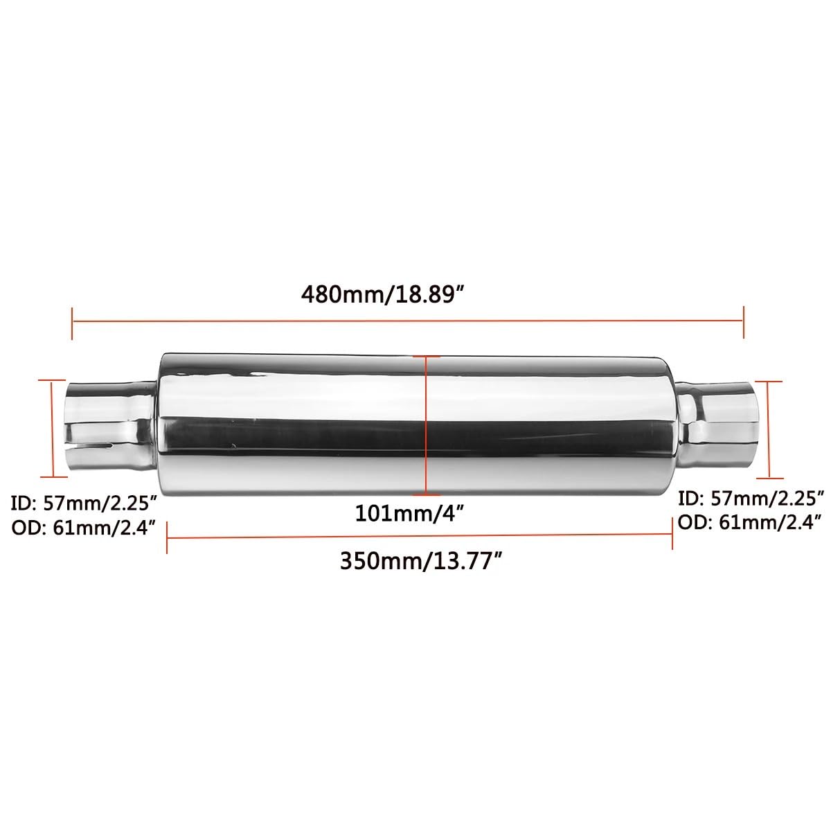 Vehicle Silencer Tłumik wydechowy ze stali nierdzewnej Rezonator Rura tylna samochodowy Układ Tłumik do Samochodu(Size 2)