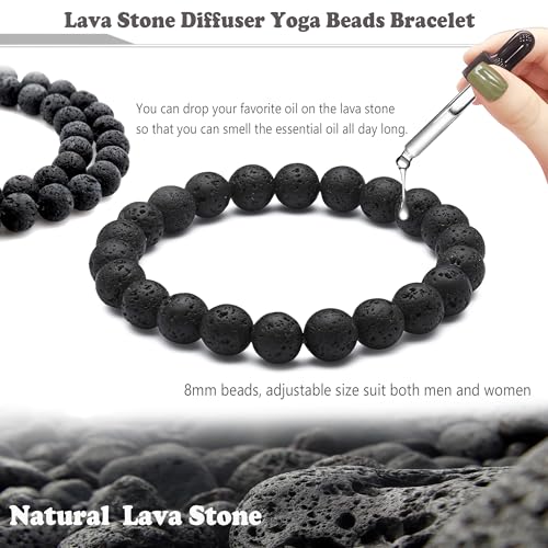 EIELO 12Pcs Crystal Stone Bracelets for Women Men Semi-Precious Gemstone 8MM Beaded Bracelets Natural Crystal Energy Stone Stretch Bracelet Set Jewelry Gift4