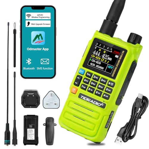 TIDRADIO TD-H3 Plus Ham Radio Bluetooth-headphone-connectable Amateur Radio Wireless Programming Airband Receive UK Walkie Talkies for Adults Two Way Radio Communication-1 Pack Green
