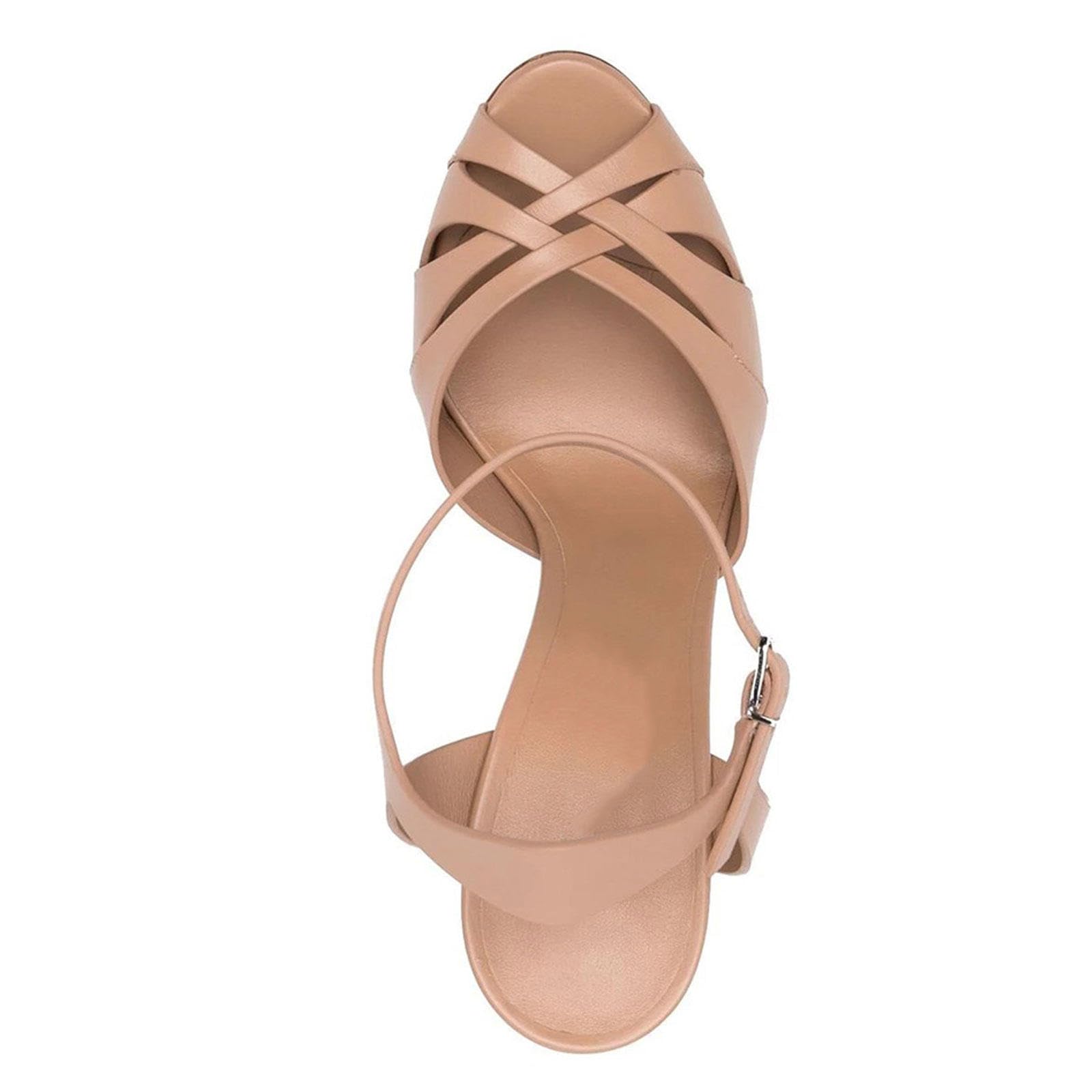 Tacones Altos Sandalias Mujer Tiras Cruzadas Tacón Aguja Plataforma Punta Abierta Zapatos Fiesta Bodas 15cm,Nude-38