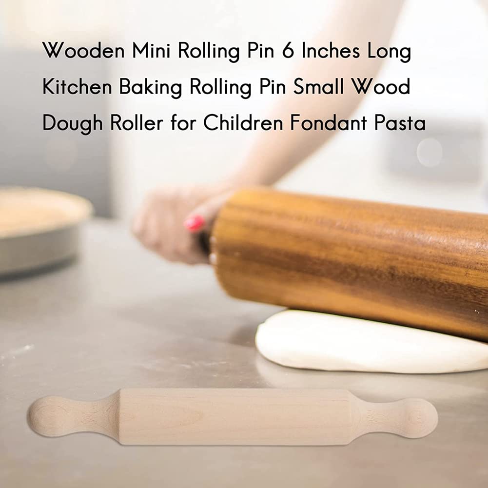 20 Pezzi Mini Mattarello in Legno da 6 Pollici Lungo Cucina Mattarello Piccolo Rullo per Pasta di Legno per Bambini Fondente