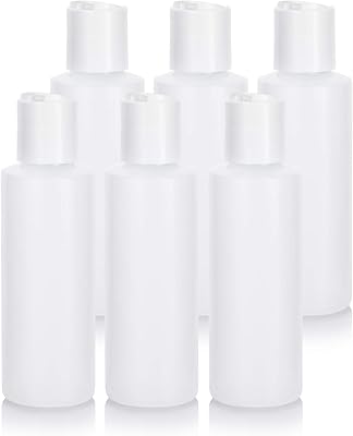JUVITUS 4 oz Clear Natural Refillable Plastic Squeeze Bottle with White Disc Cap - (6 Pack)