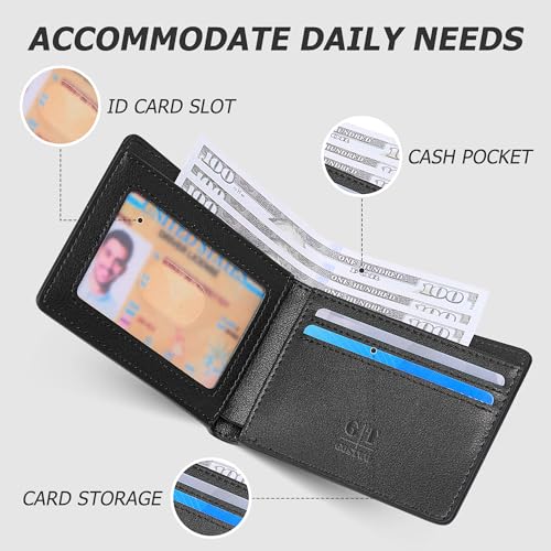 Image of Gostwo Mens Wallet RFID Blocking Slim Minimalist Bifold Wallet with ID Window & Business Card Holder, Thin Front Pocket Design, Stylish Wallet for Men, Teen, Boyfriend, Husband