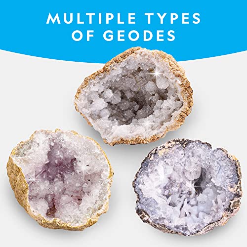 Image of National Geographic Break Open 5 Jumbo Geodes - Earth Science Kit with 5 Premium, Extra-Large Geodes with Crystals, Goggles & Display Stands, Science Gifts, Fun Stuff for Kids (Amazon Exclusive)