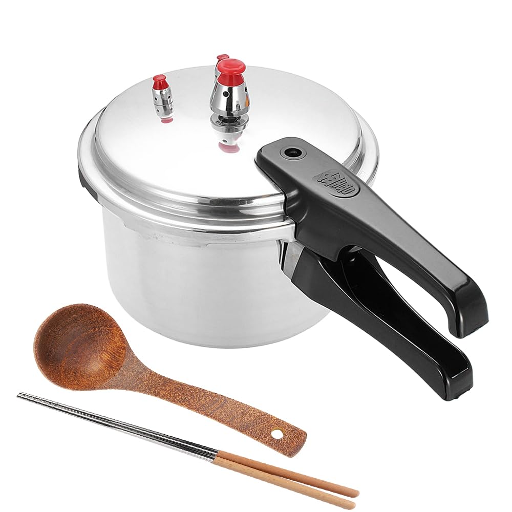 Vctitil 3/4/5L Classic Aluminium Alloy Pressure Cooker Faster Cooking Soup Meats Pot,for Gas Stove Induction Cooker,with Chopsticks and Wooden Soup Spoon(20cm/7.87inch, 4L)