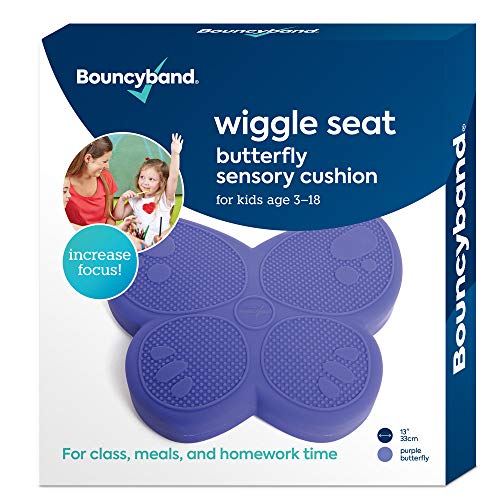 Shaped Wiggle Seats by BouncybandPurple Butterfly 13x11x2.2Inflatable Sensory Cushion for Kids Improves Student Productivity and Focus Comes with Easy-Inflation Pump to Customize Firmness