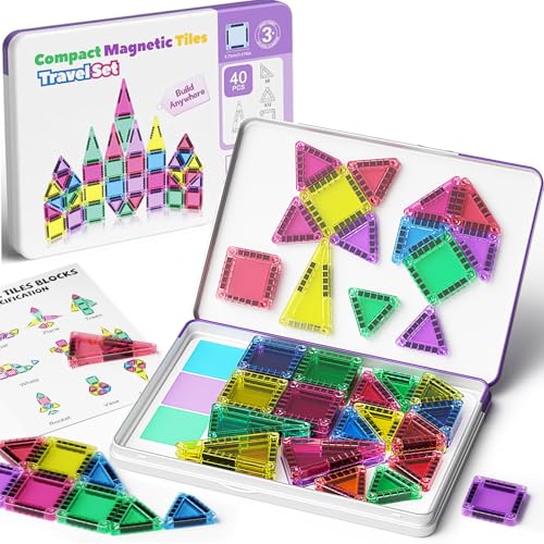 Magnetische Bausteine Reiseset: 40 Teile – leise Beschäftigung für Kinder