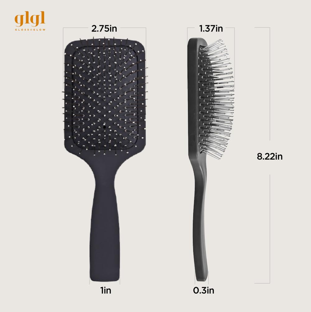 Cepillo de pelo de cerdas metálicas de alta calidad con cojín, masajeador y desenredante del cuero cabelludo para todo tipo de cabello, mango ergonómico, puntas redondas suaves, ideal para el cuidado