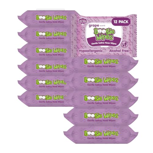 Image of Boogie Saline Nose Wipes Grape Scent - 360 Count | Hypoallergenic & Alcohol-Free, Allergy Relief, Made with Natural Saline, Aloe, Chamomile & Vitamin E, Diaper Bag Essential