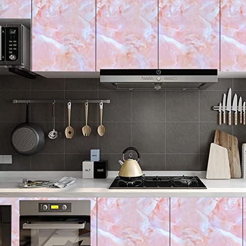 Image of SARVATRAY Self-Adhesive Wallpaper, Kitchen Oil Proof Heat Resistant Stickers, Vinyl Sheet for Wall 2 X 9.5 SQ FT (3 M Pink WS)