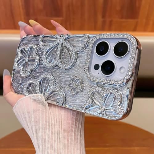Coque Ripple fleurie avec bijoux pour iPhone 14 Plus argent cadeau d'anniversaire idéal