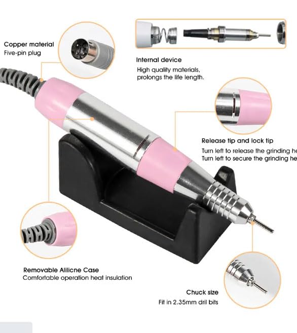 Coverzone Manikür Pedikür Makinesi Profesyonel 25000 Rpm Elektrikli Freze Tırnak Parlatıcı Törpü 3 Farklı Renk Seçeneği Nail Drill Parlatma Şekil Verme Çok İşlevli Kullanım F601 (Beyaz)
